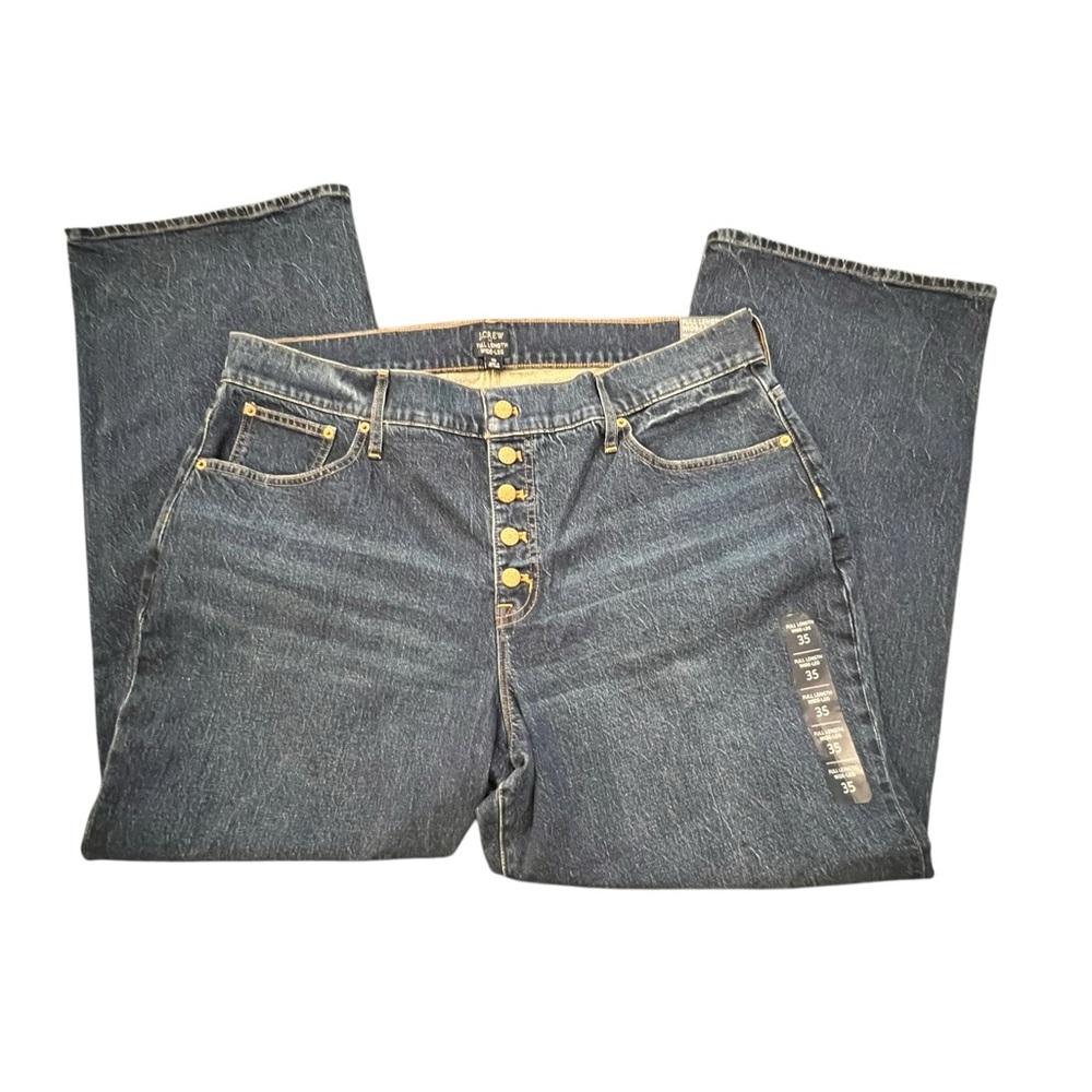 J Crew Wide Leg Blue Jeans 35 Full Length Size 20 NEW $118 Stretch Button Fly‎